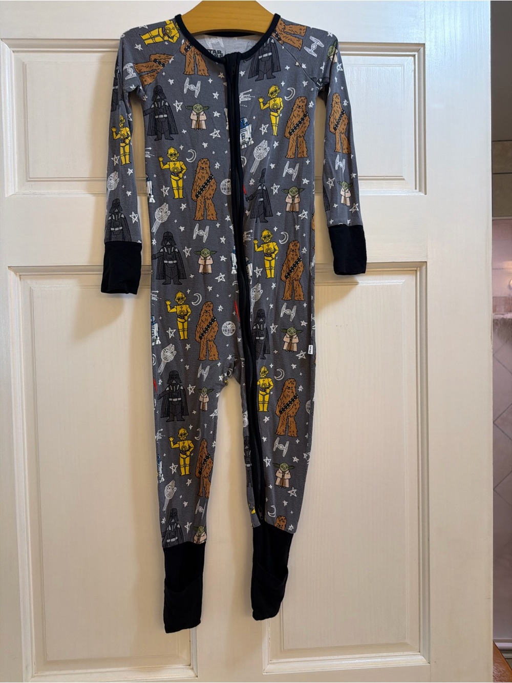Little Sleepies Gray Star Wars Character Footed One-Piece with Black Cuffs